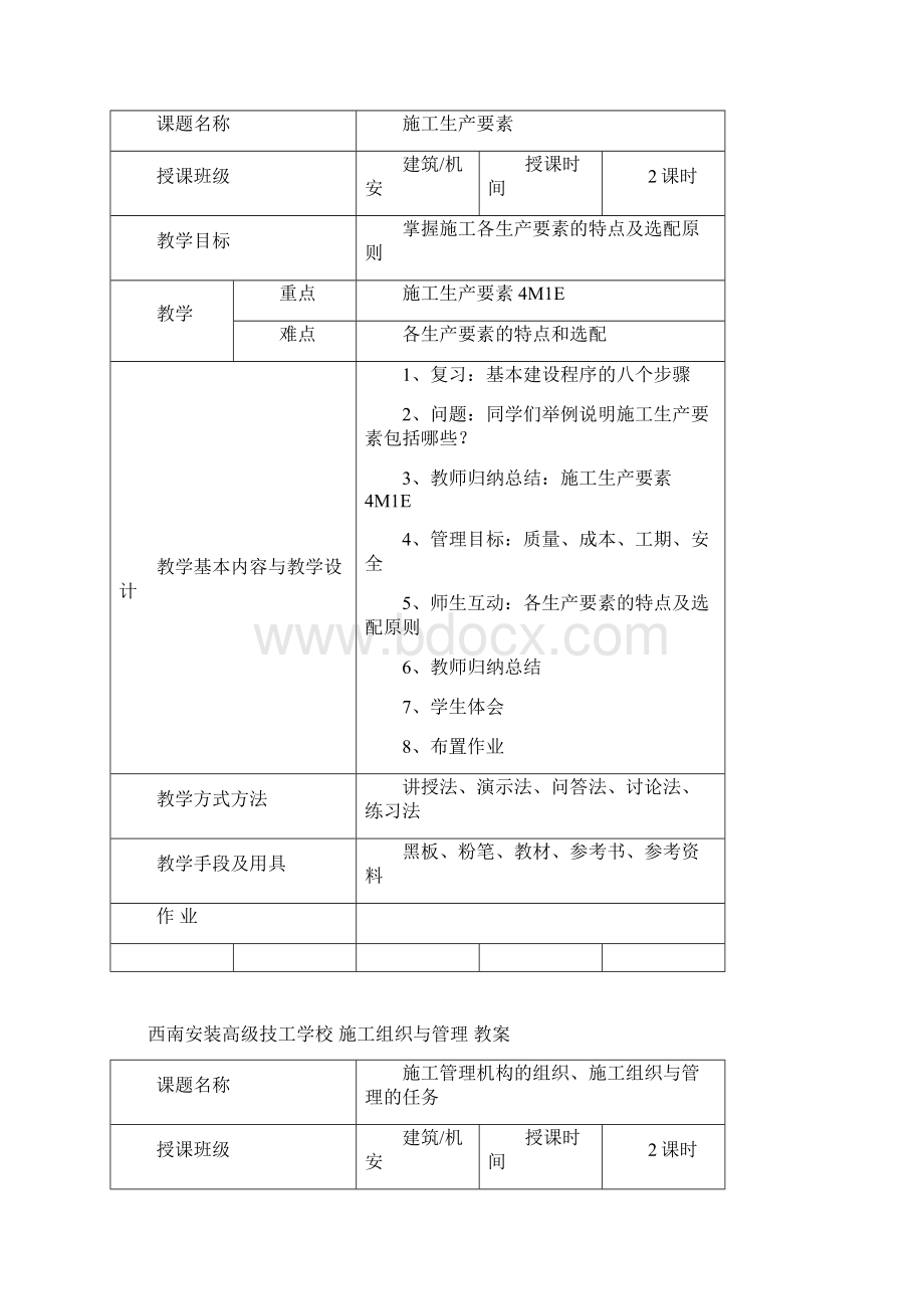 《工程施工组织与管理》电子教案 于金海.docx_第2页