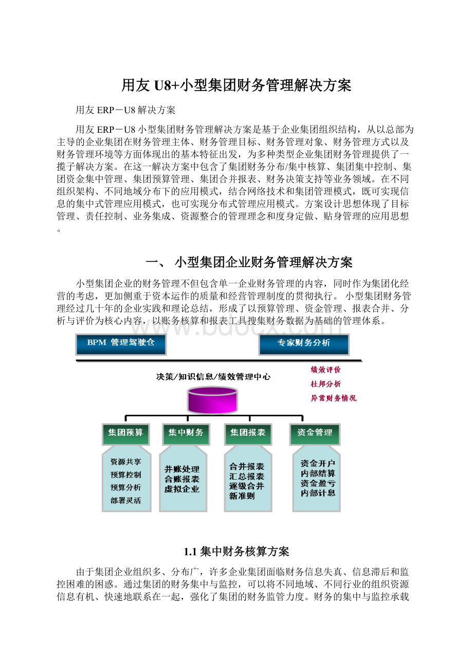 用友U8+小型集团财务管理解决方案.docx_第1页