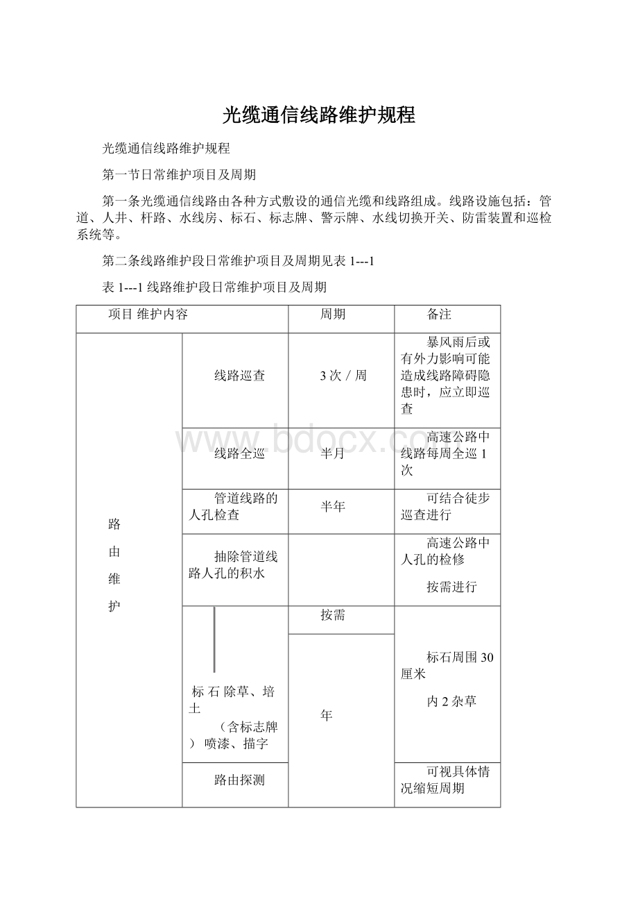 光缆通信线路维护规程Word格式文档下载.docx_第1页