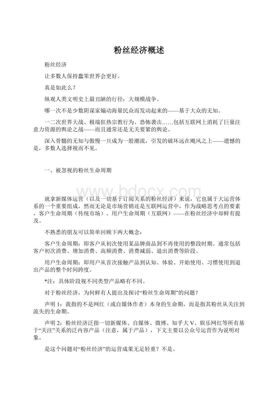 粉丝经济概述Word文档格式.docx