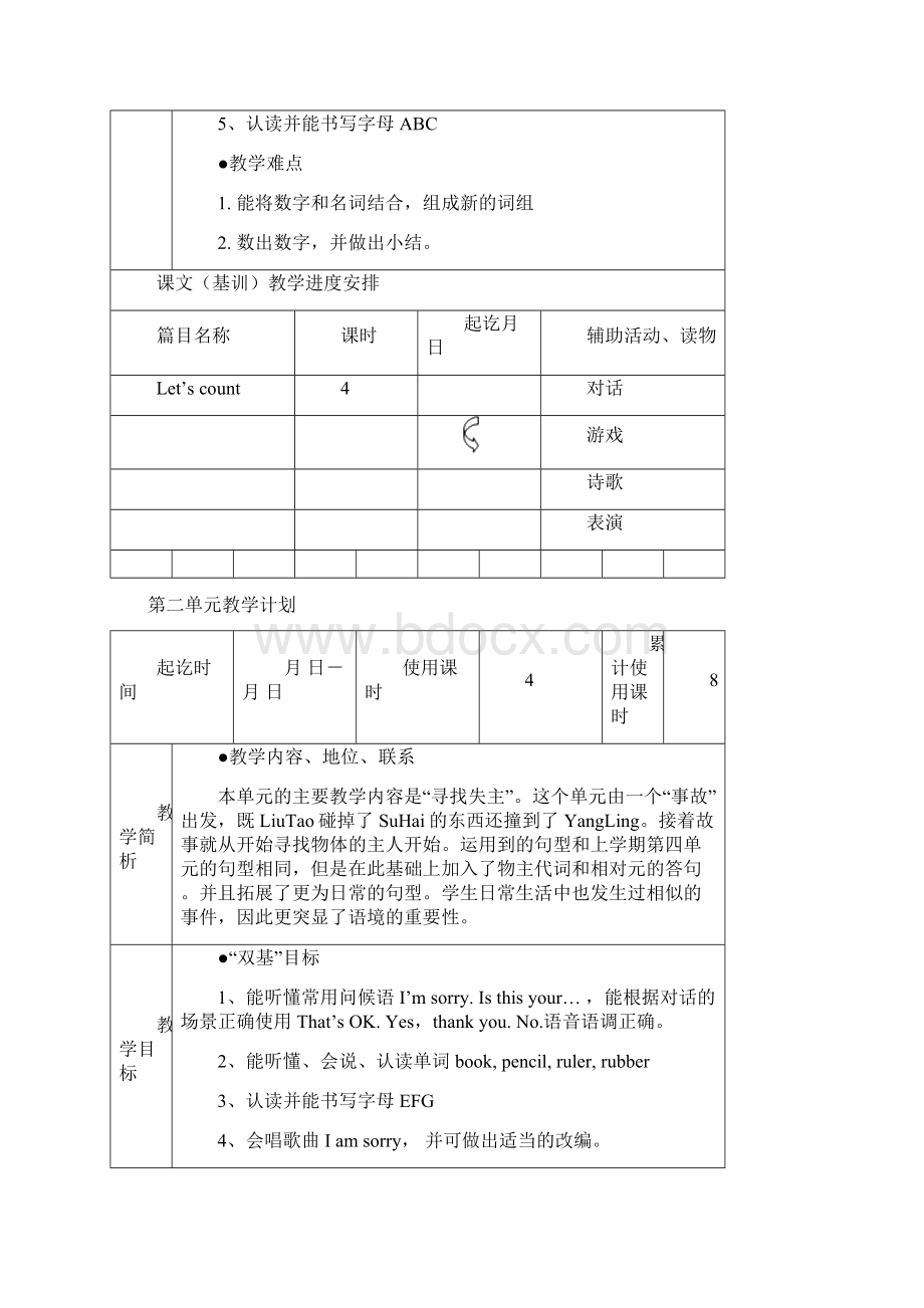 最新译林 精品 1B 学科教学计划 各单元计划Word文档格式.docx_第2页