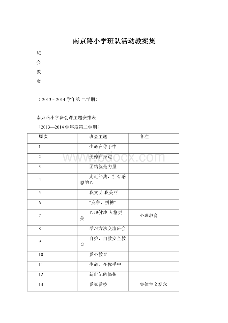 南京路小学班队活动教案集Word下载.docx