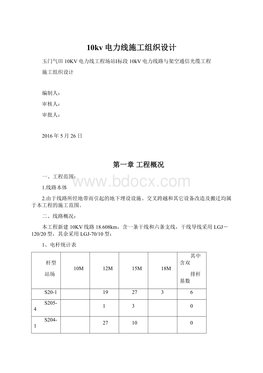 10kv电力线施工组织设计.docx_第1页