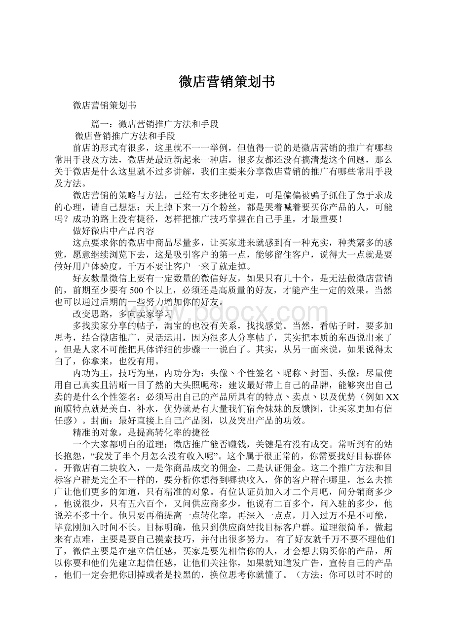 微店营销策划书文档格式.docx_第1页