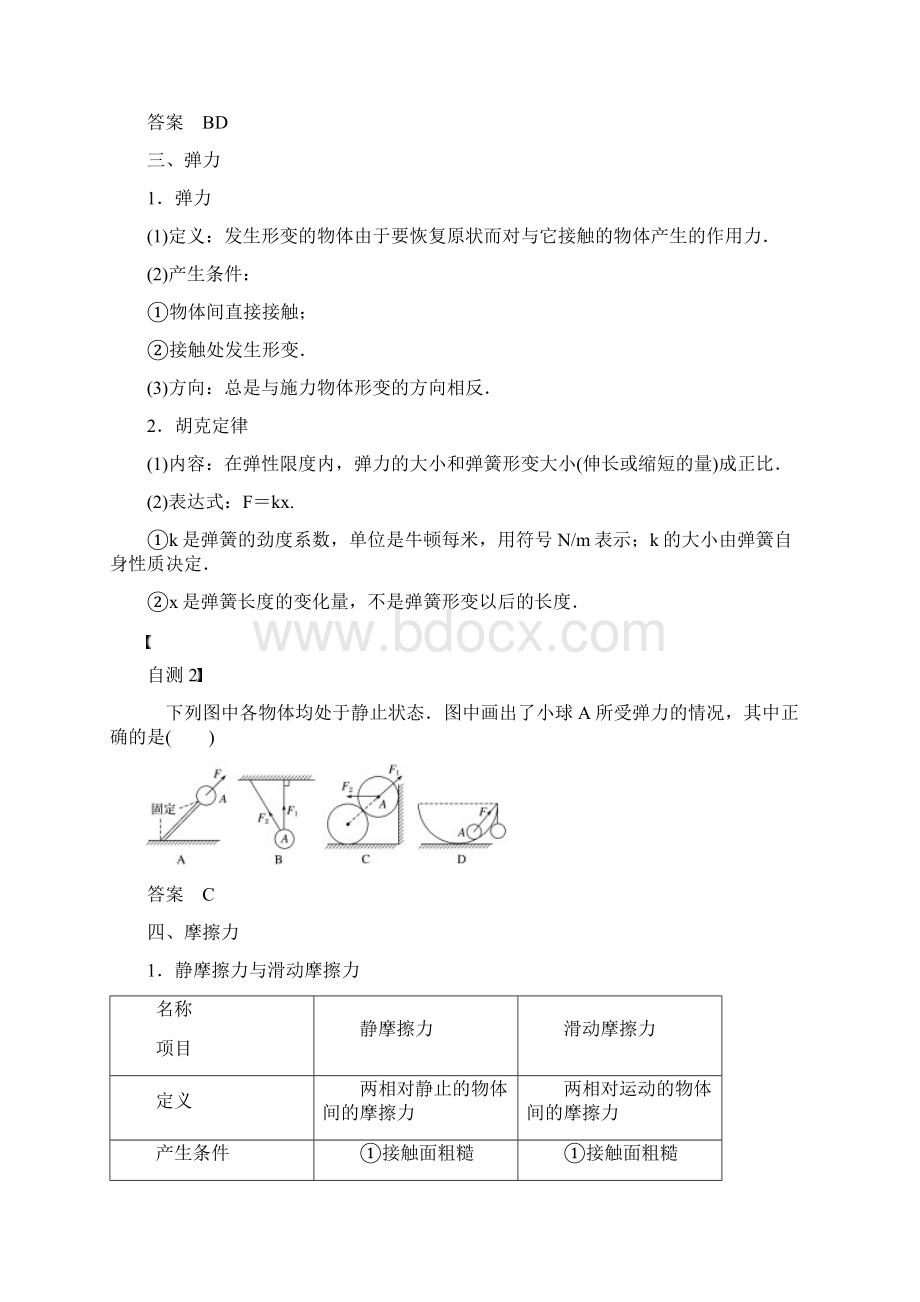 20届高考物理一轮复习第2章 第1讲重力 弹力 摩擦力Word格式.docx_第3页