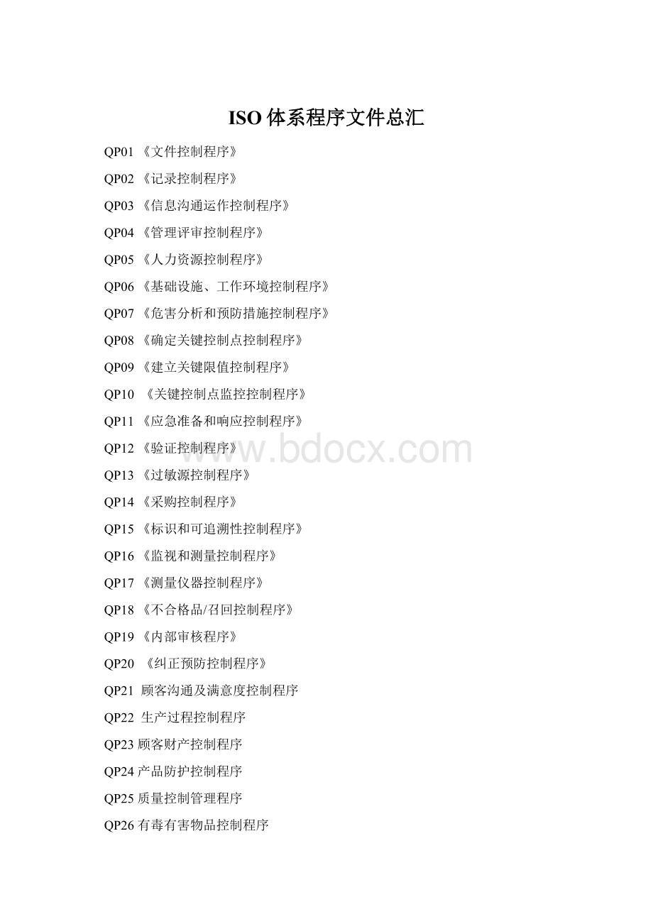 ISO体系程序文件总汇Word格式.docx_第1页