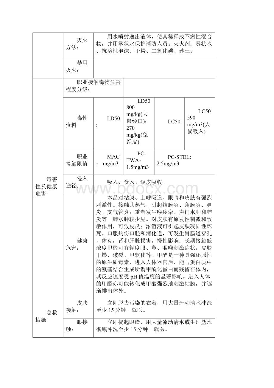 甲醛安全数据表Word文件下载.docx_第2页