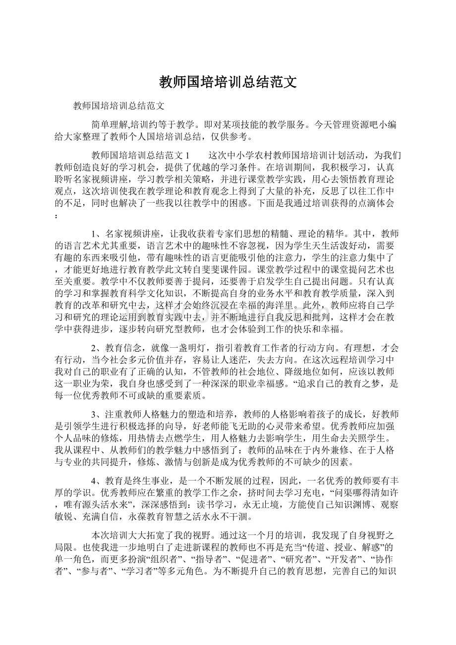 教师国培培训总结范文文档格式.docx