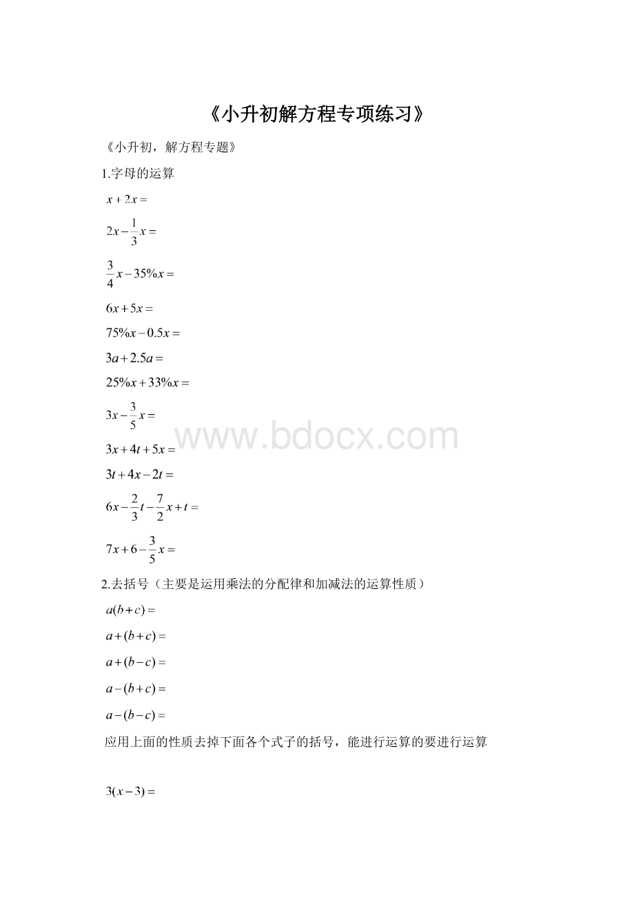 《小升初解方程专项练习》Word格式.docx_第1页