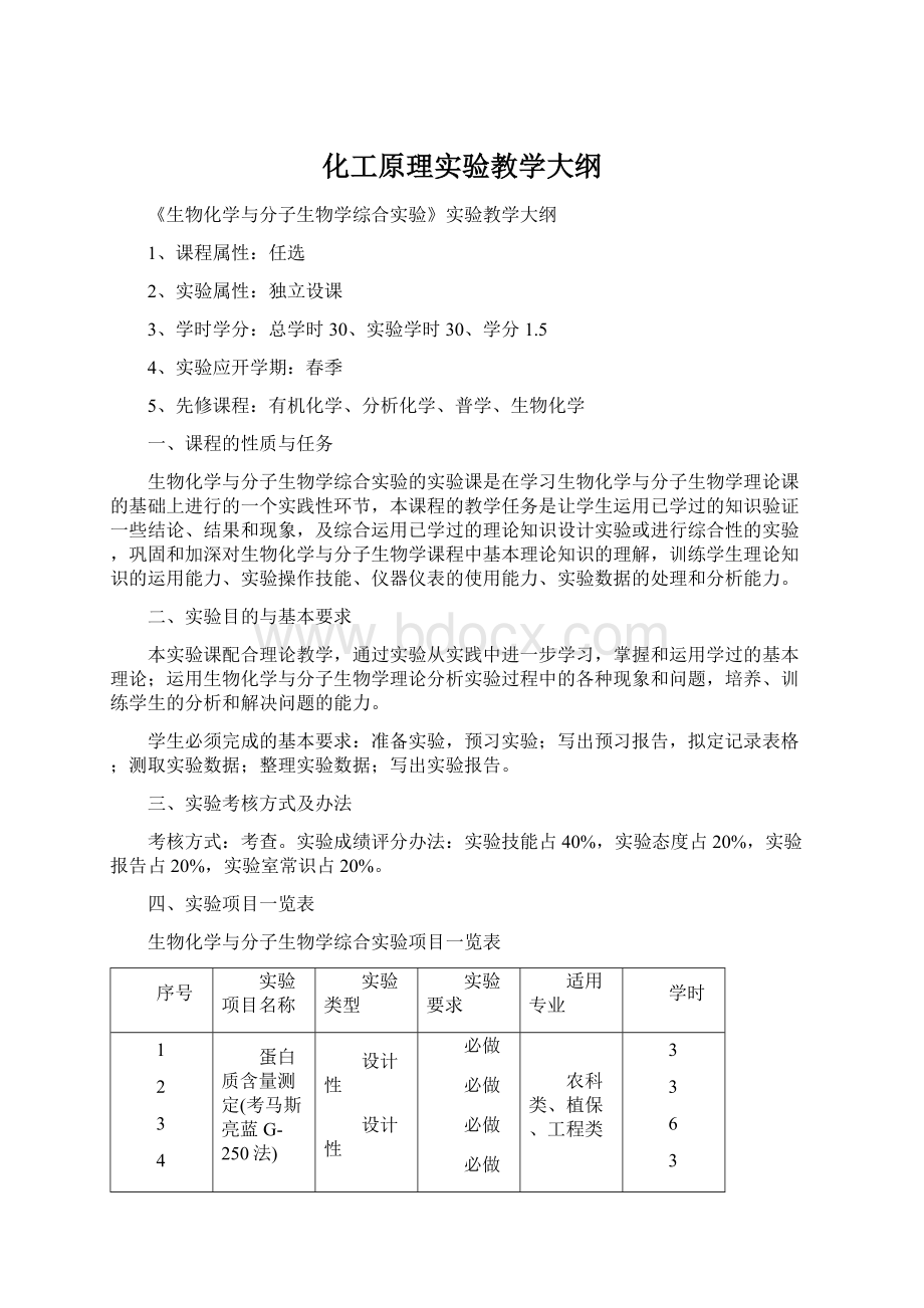 化工原理实验教学大纲文档格式.docx