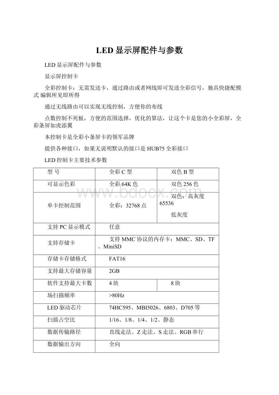 LED显示屏配件与参数Word格式文档下载.docx_第1页