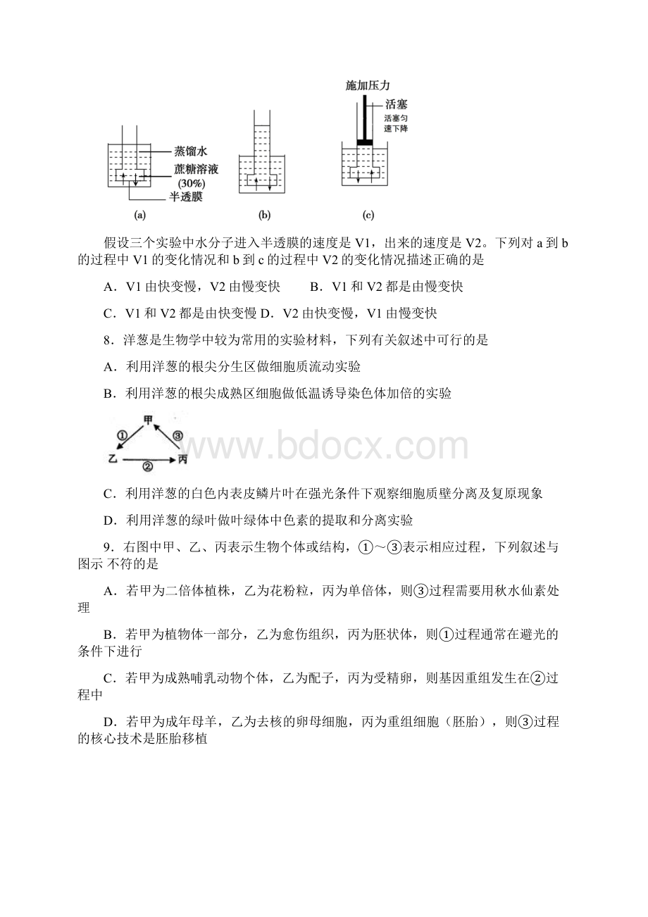 学年浙江省第一次五校联考生物卷.docx_第3页