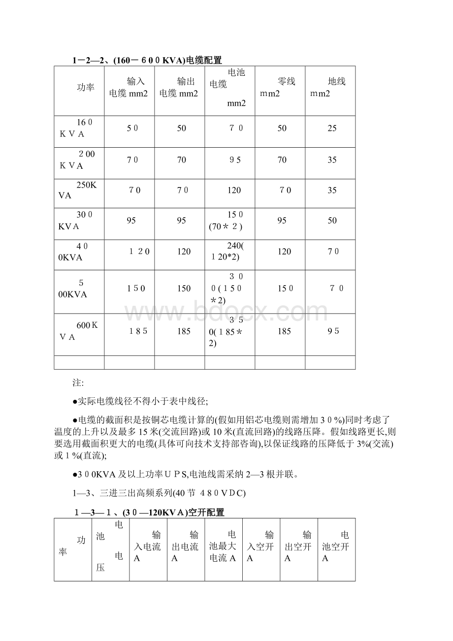 UPS电缆参数配线规格表.docx_第2页