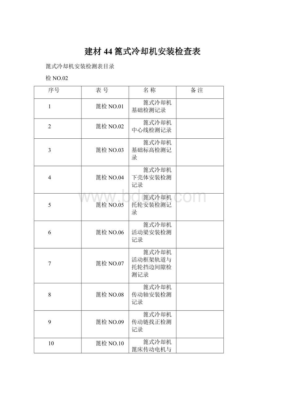 建材44篦式冷却机安装检查表Word文档格式.docx