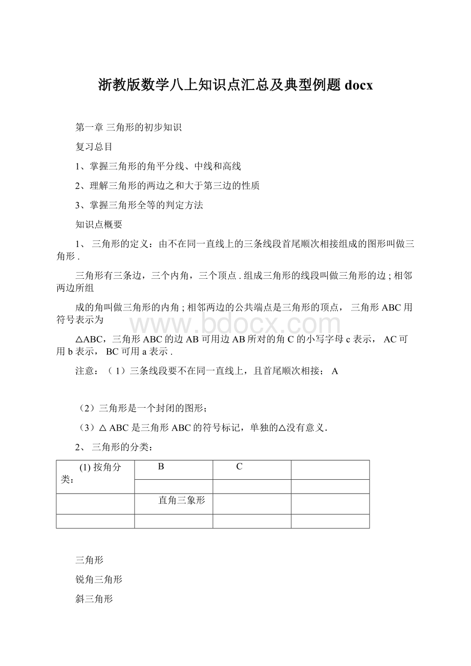 浙教版数学八上知识点汇总及典型例题docx.docx_第1页