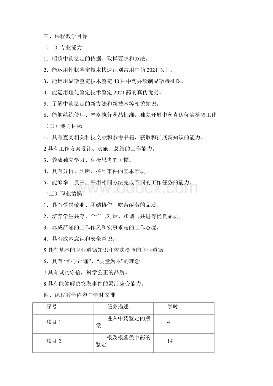 中药制药技术 中药鉴定技术课程标准Word文档下载推荐.docx_第2页