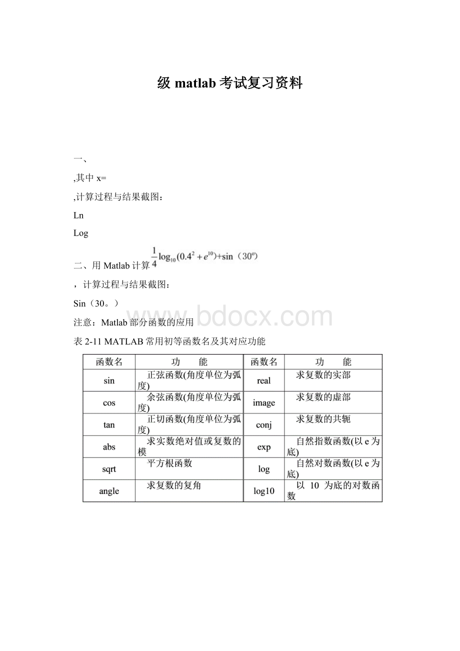 级matlab考试复习资料.docx