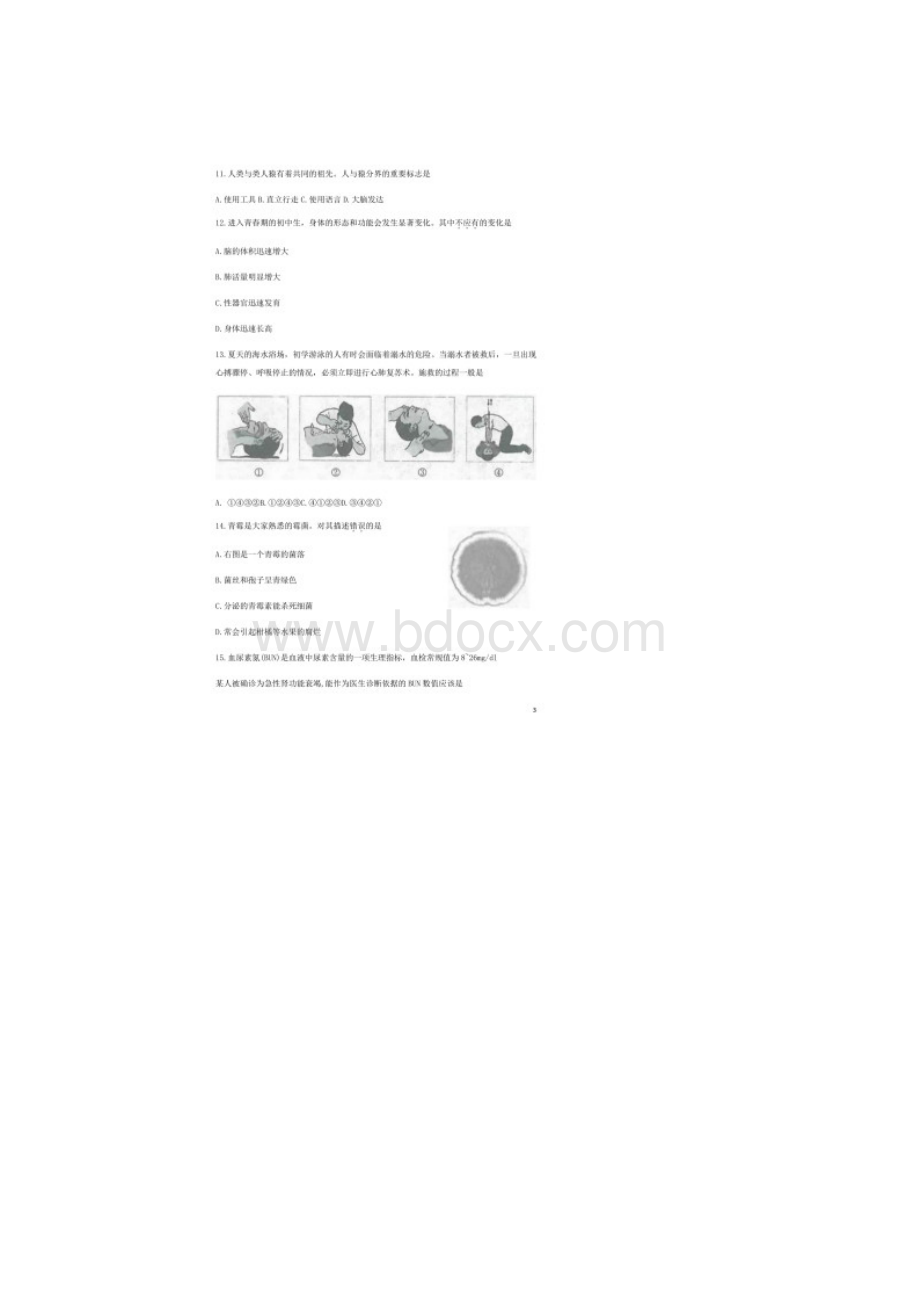 历年山东省烟台市初三生物中考真题试题及答案.docx_第3页