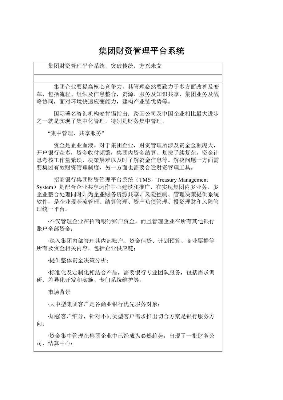 集团财资管理平台系统.docx