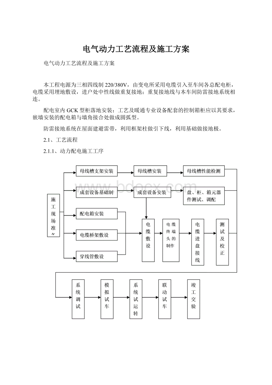 电气动力工艺流程及施工方案.docx_第1页