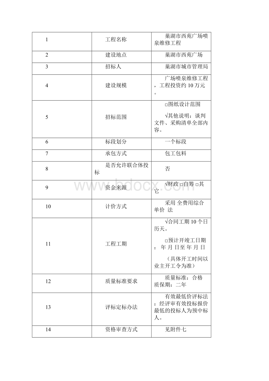 巢湖市西苑广场喷泉维修工程.docx_第3页