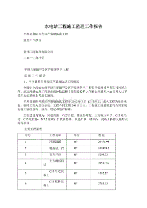 水电站工程施工监理工作报告Word格式.docx