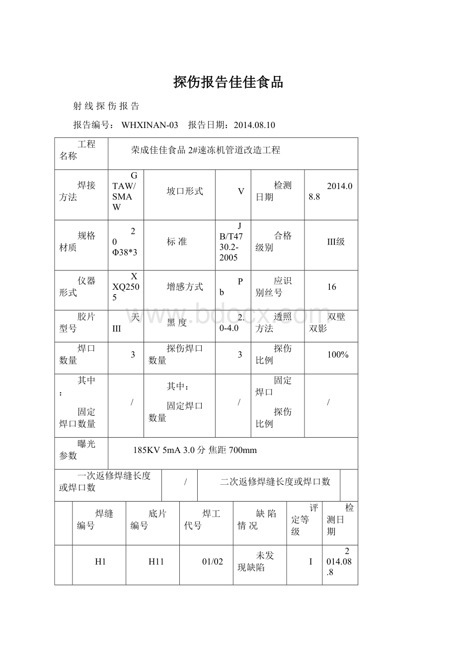 探伤报告佳佳食品Word文件下载.docx