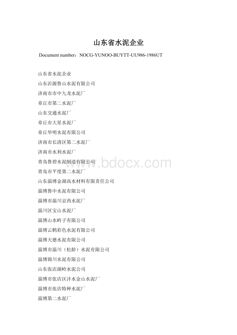 山东省水泥企业Word文档格式.docx