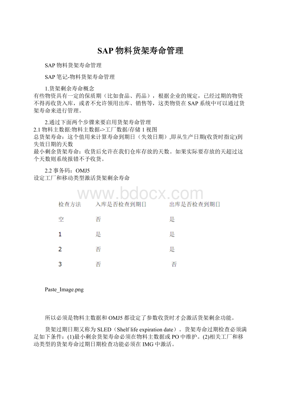 SAP物料货架寿命管理Word格式文档下载.docx_第1页