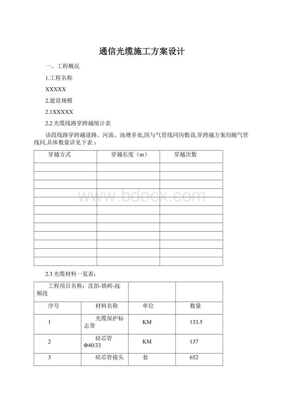 通信光缆施工方案设计Word文档下载推荐.docx_第1页