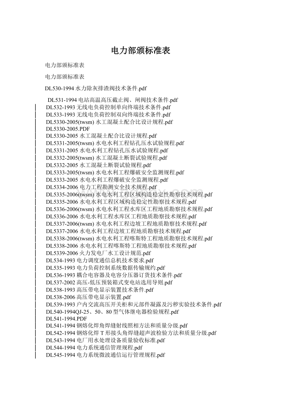 电力部颁标准表.docx_第1页