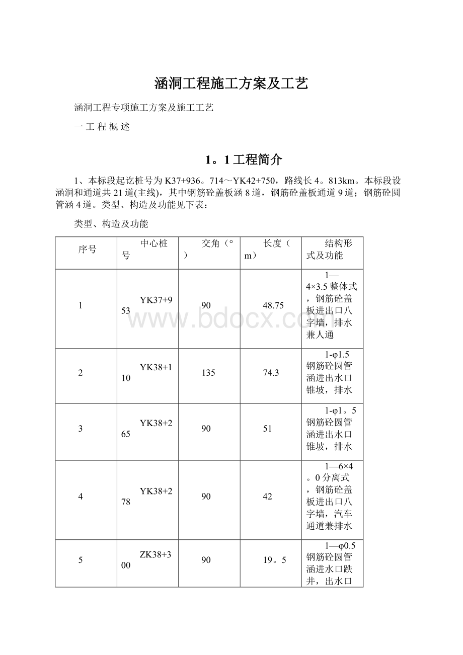 涵洞工程施工方案及工艺.docx_第1页