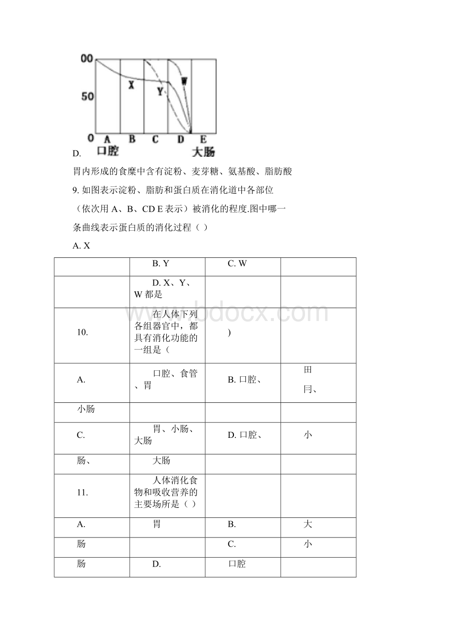 七年级生物下册《食物的消化和营养物质的吸收》习题北师大版文档格式.docx_第3页