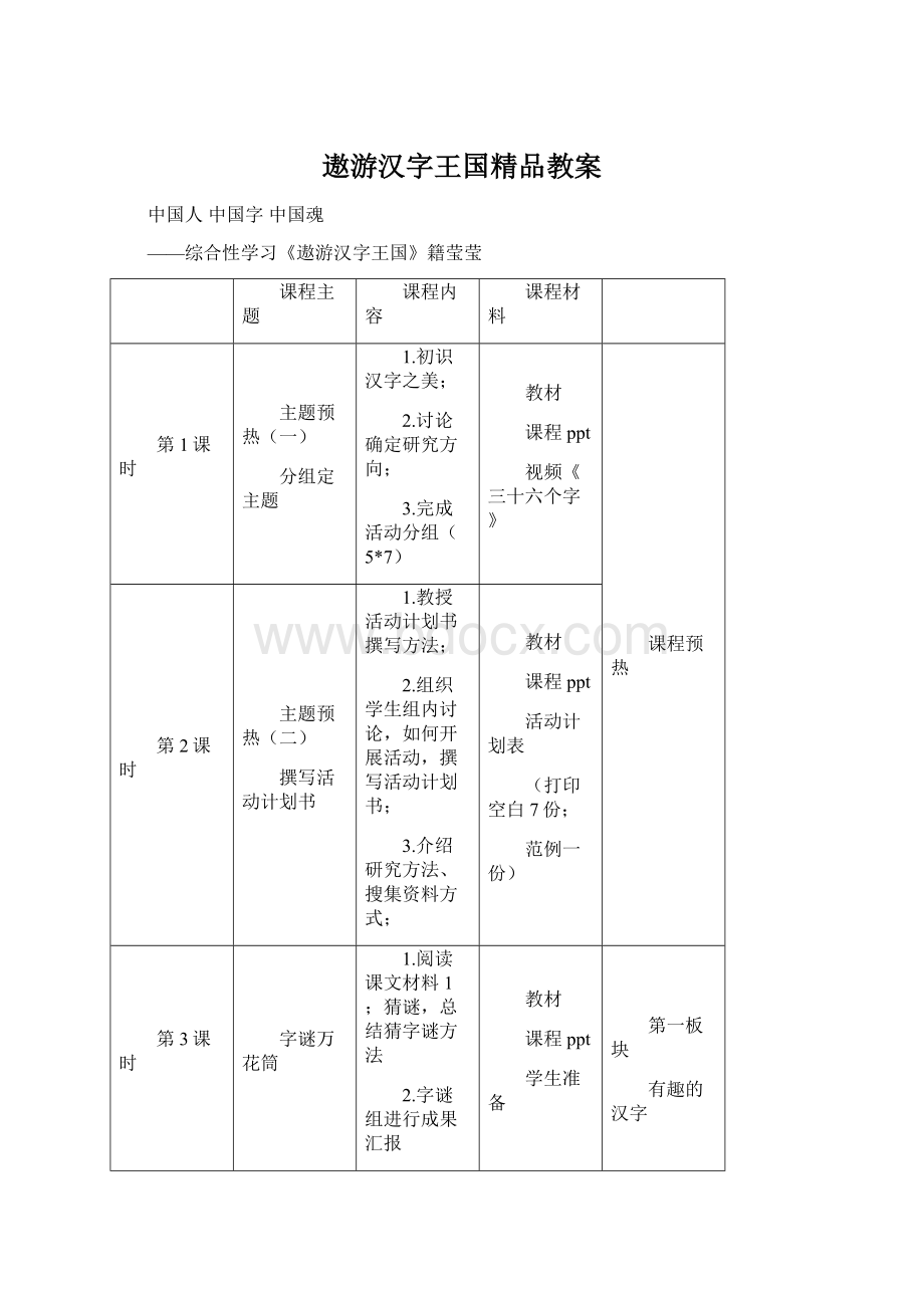 遨游汉字王国精品教案.docx_第1页