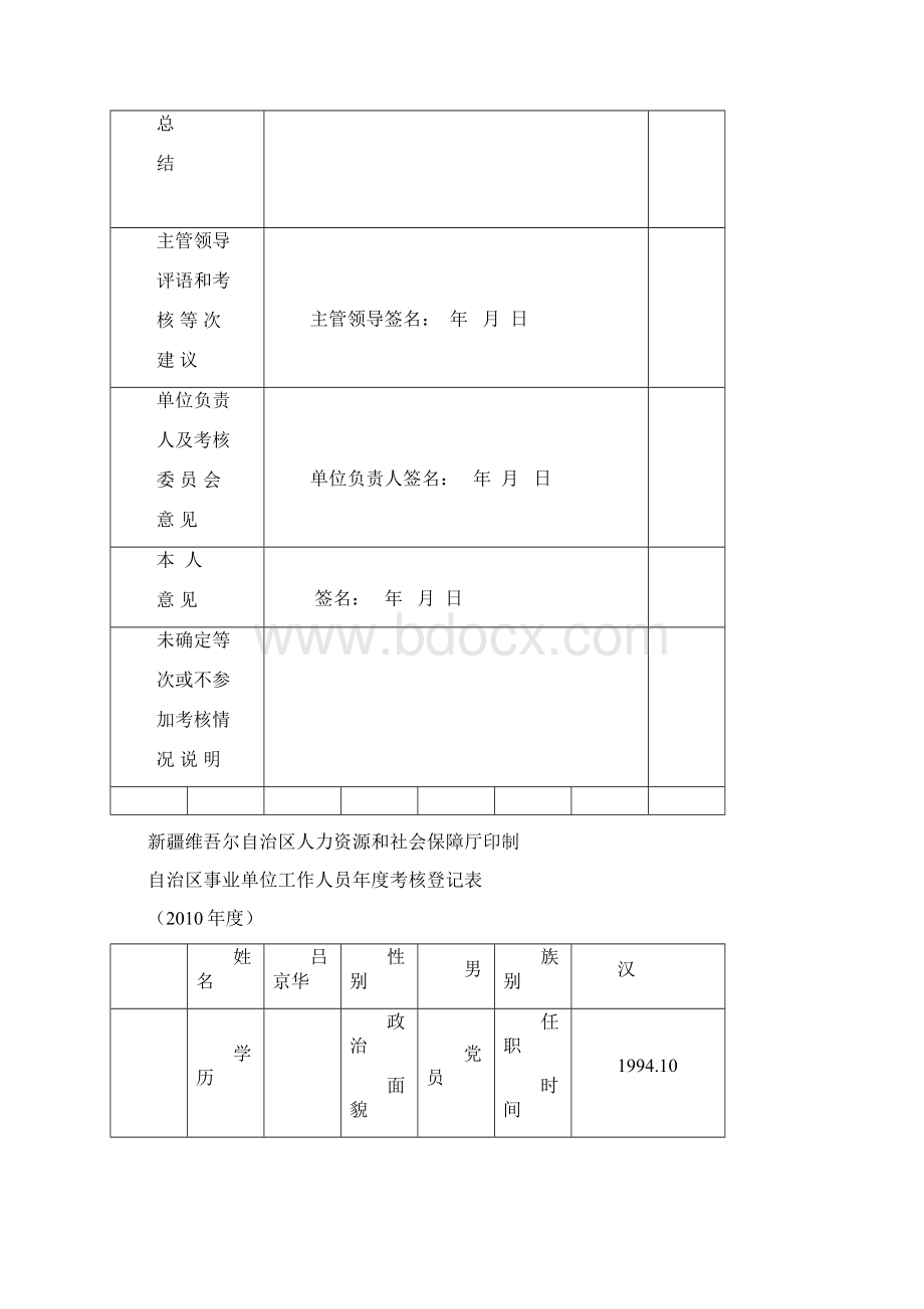 自治区事业单位工作人员年度考核登记表11文档格式.docx_第2页