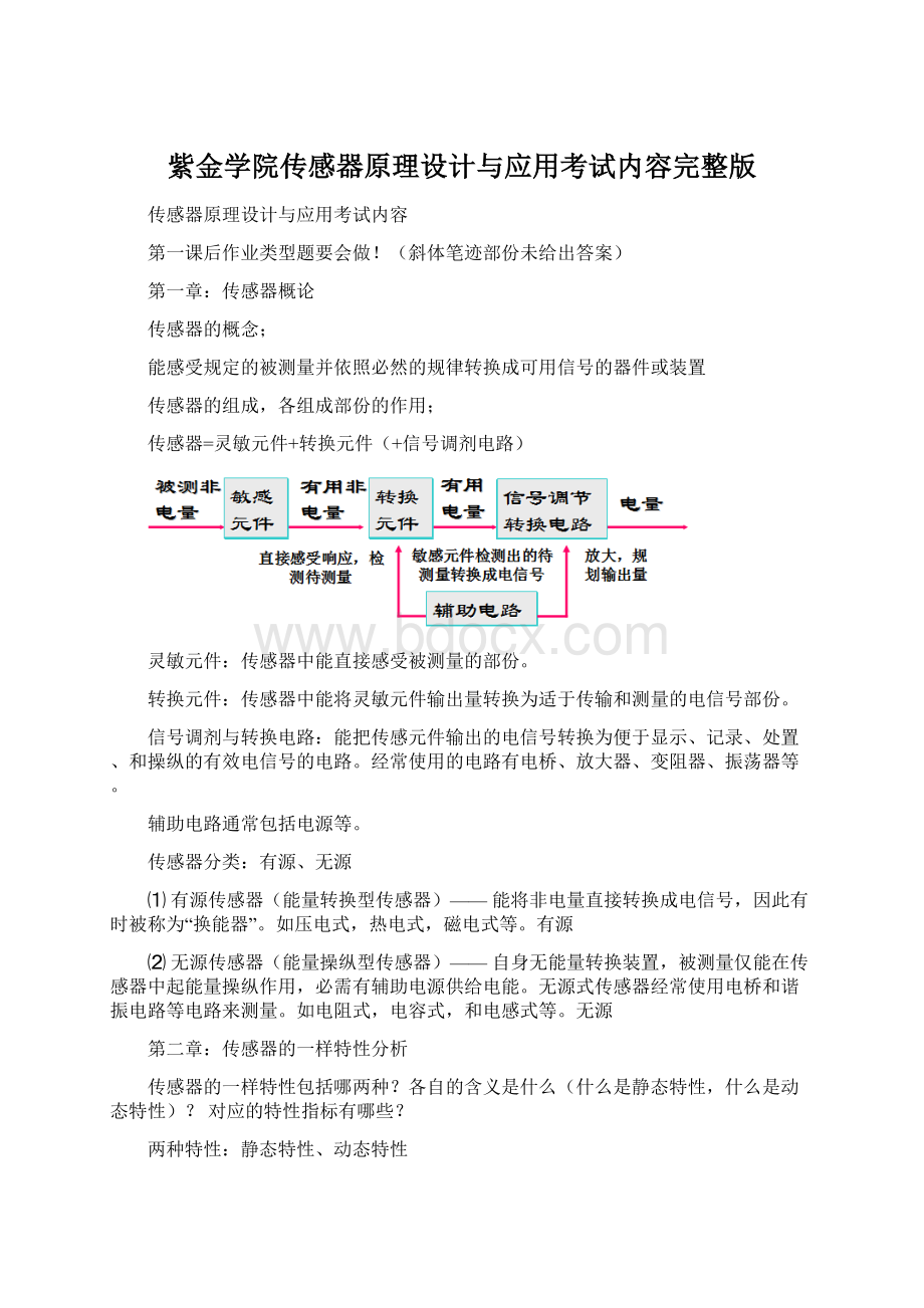 紫金学院传感器原理设计与应用考试内容完整版.docx