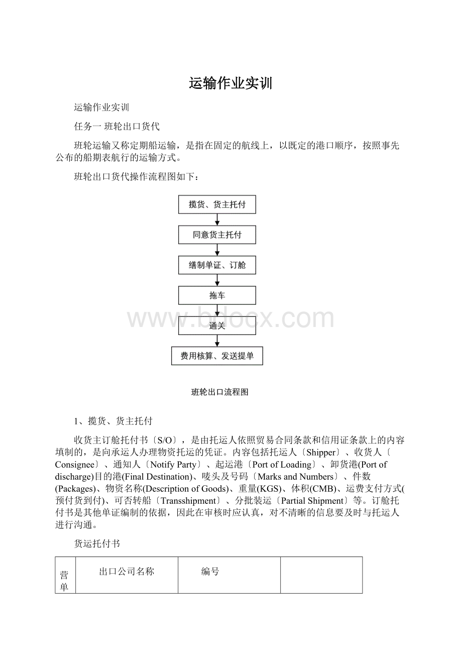 运输作业实训Word下载.docx