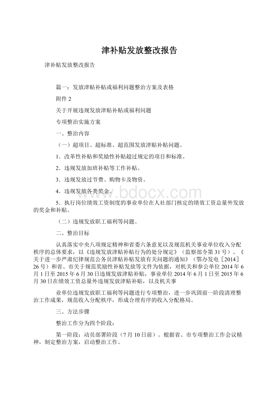 津补贴发放整改报告.docx