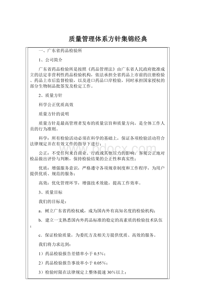 质量管理体系方针集锦经典文档格式.docx_第1页