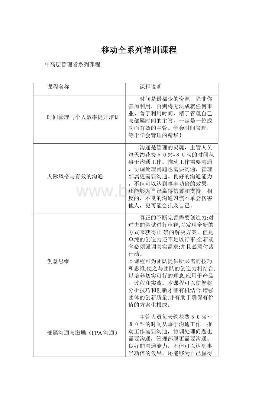 移动全系列培训课程.docx