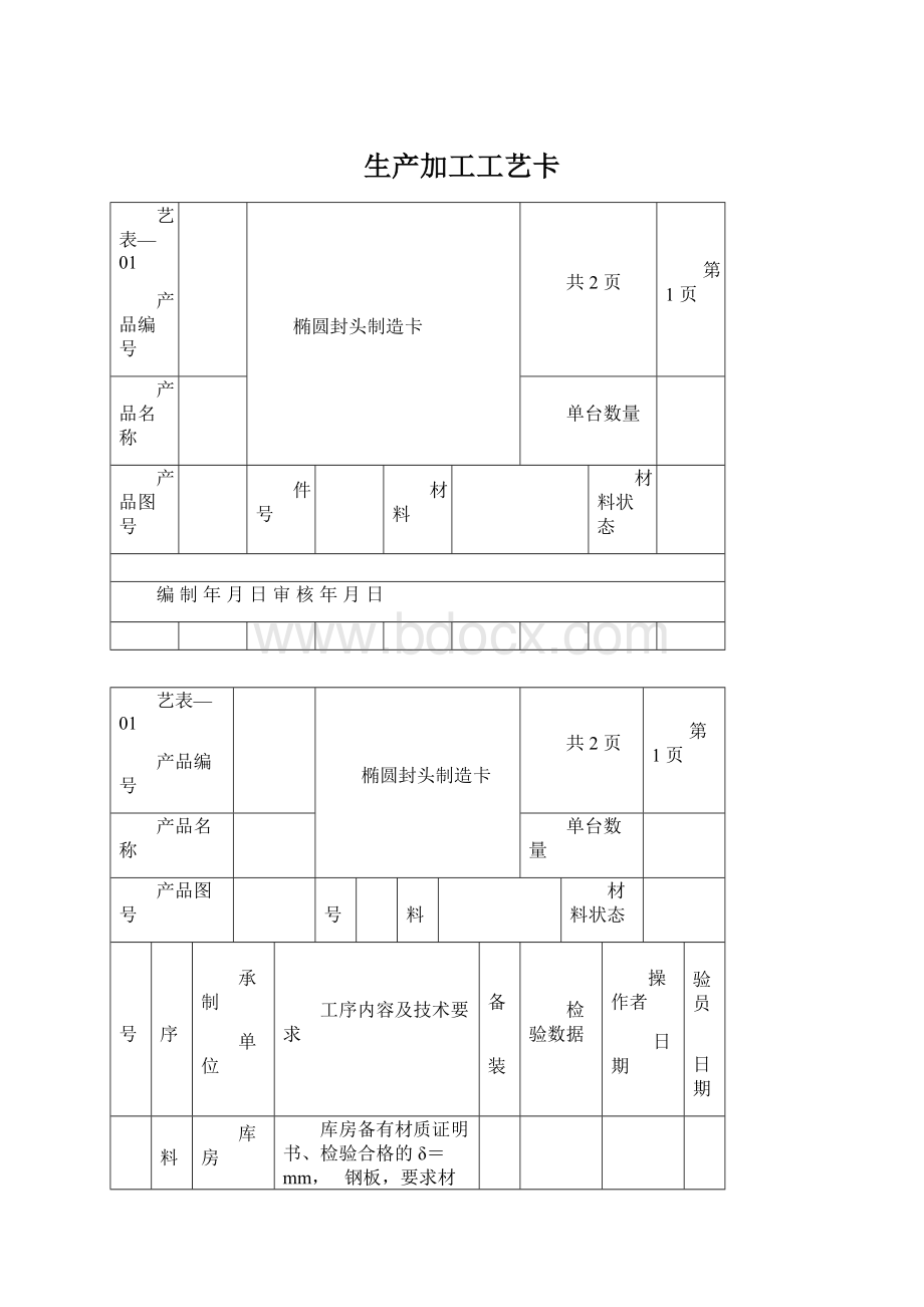 生产加工工艺卡Word格式文档下载.docx