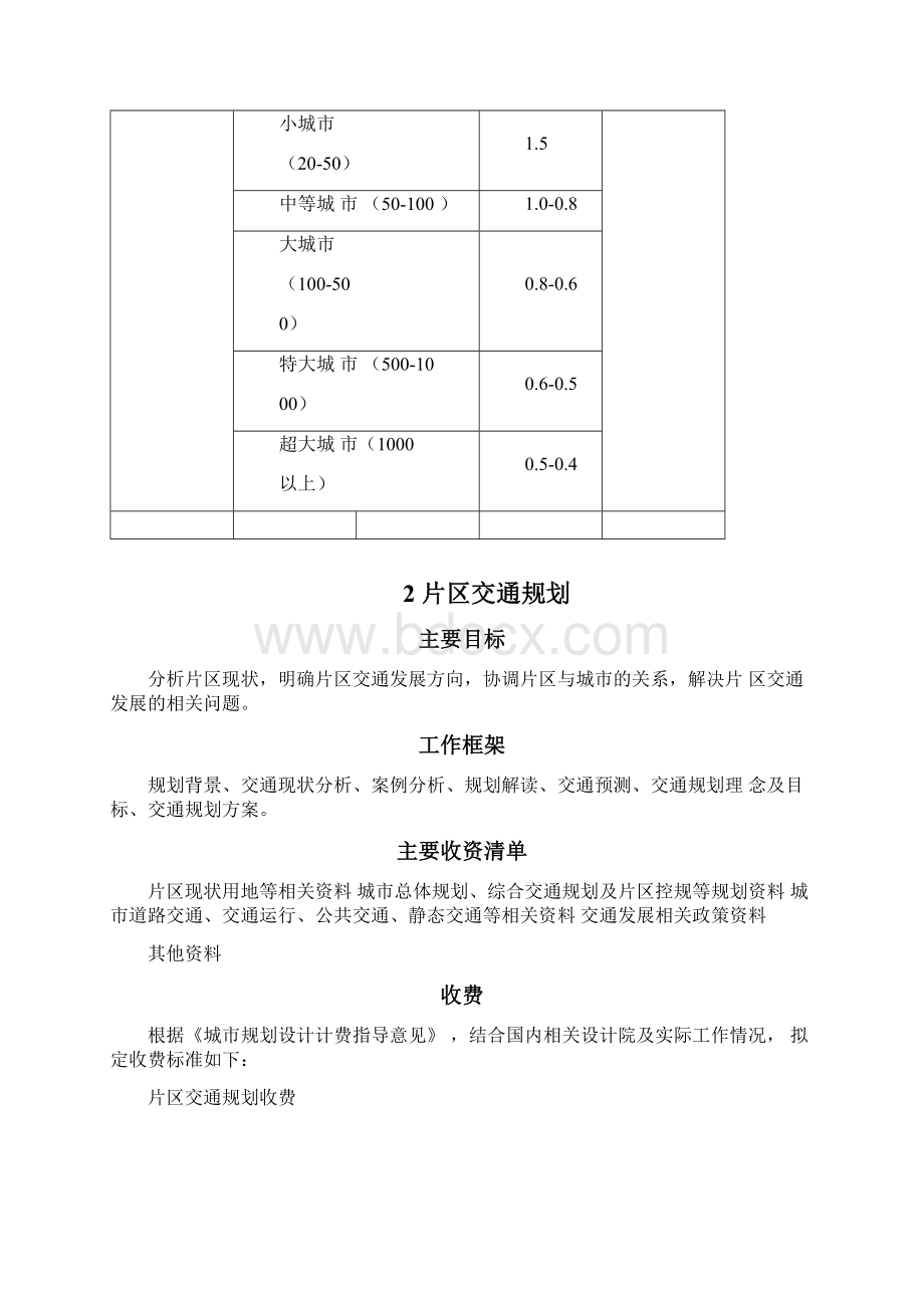 城市交通规划收费标准内部使用供参考Word文件下载.docx_第2页