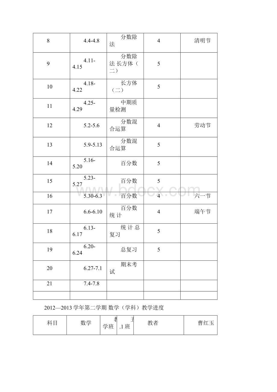 北师大版小学五年级下册数学教案成稿封面计划进度1.docx_第3页