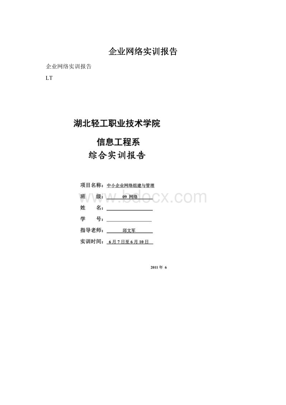 企业网络实训报告Word文档格式.docx_第1页