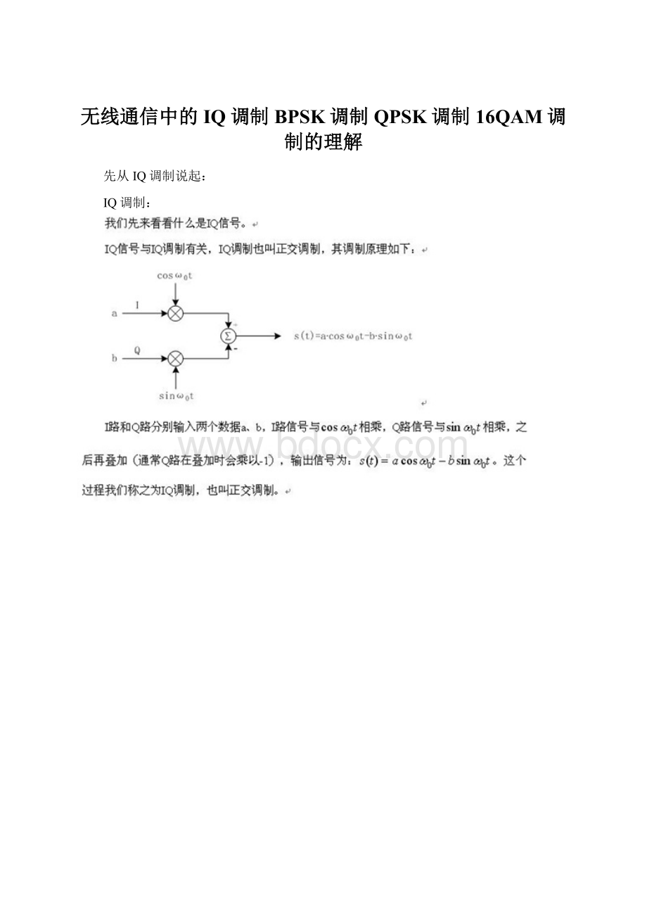 无线通信中的IQ调制BPSK调制QPSK调制16QAM调制的理解.docx