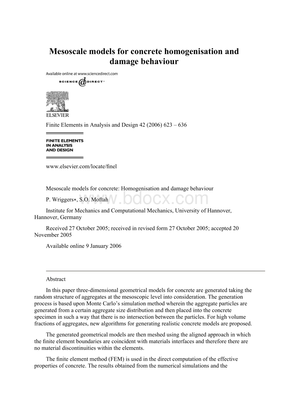 Mesoscale models for concretehomogenisation and damage behaviour.docx_第1页