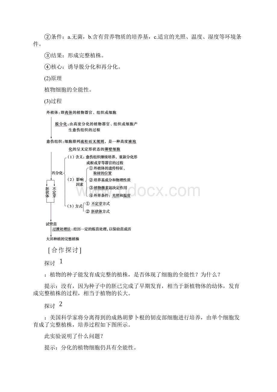 高中生物第一单元生物技术与生物工程第2章第2节植物组织培养教案中图版选修3Word文档格式.docx_第2页