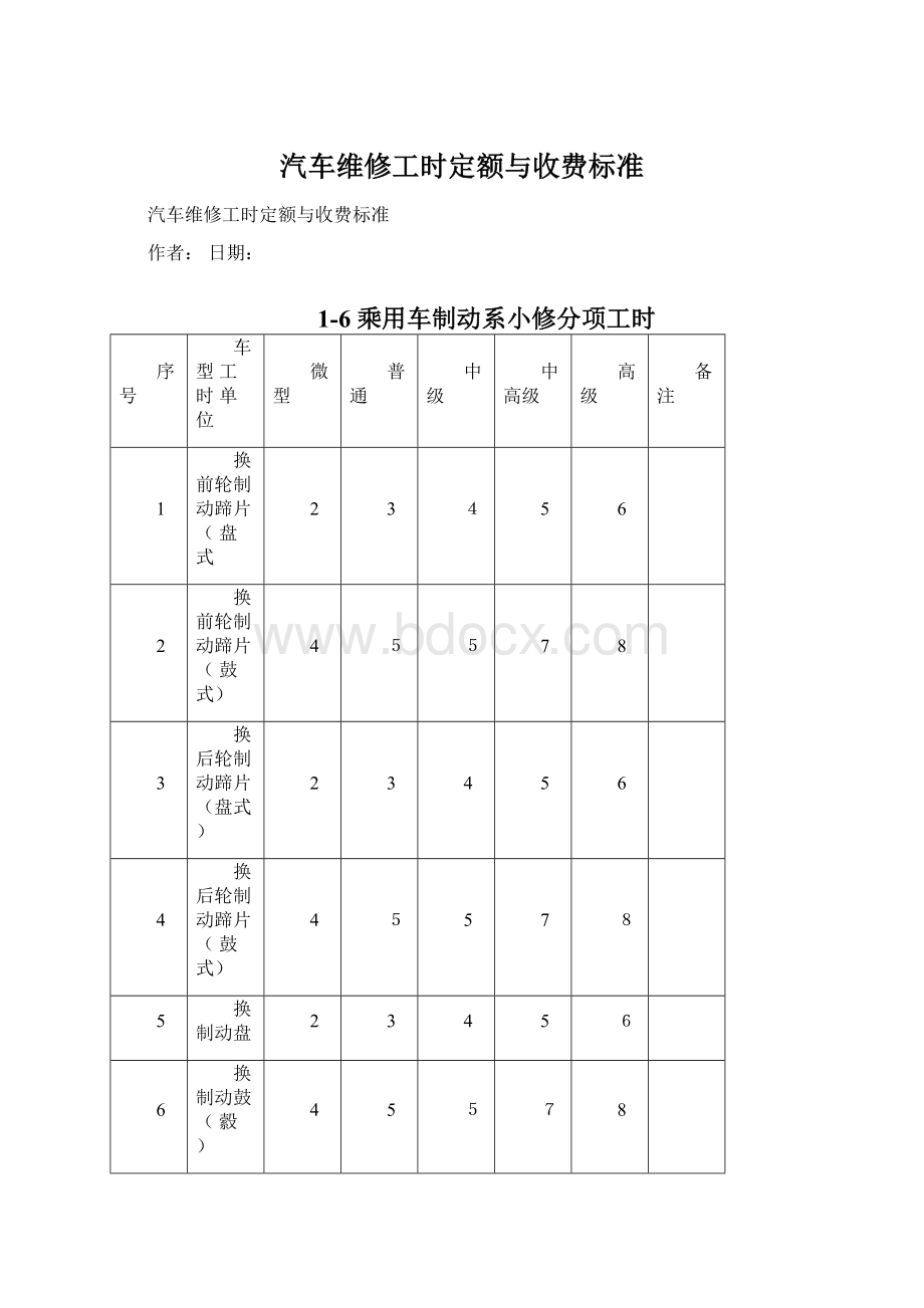 汽车维修工时定额与收费标准.docx