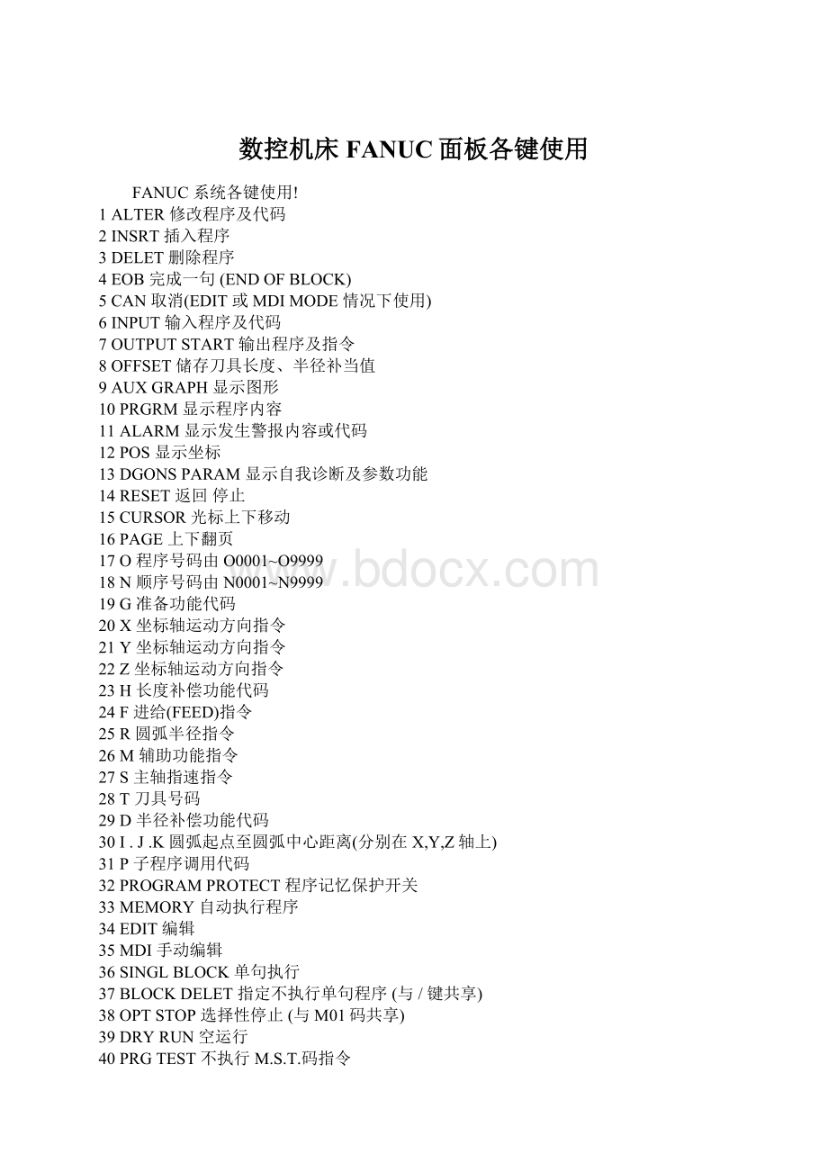 数控机床FANUC面板各键使用Word下载.docx