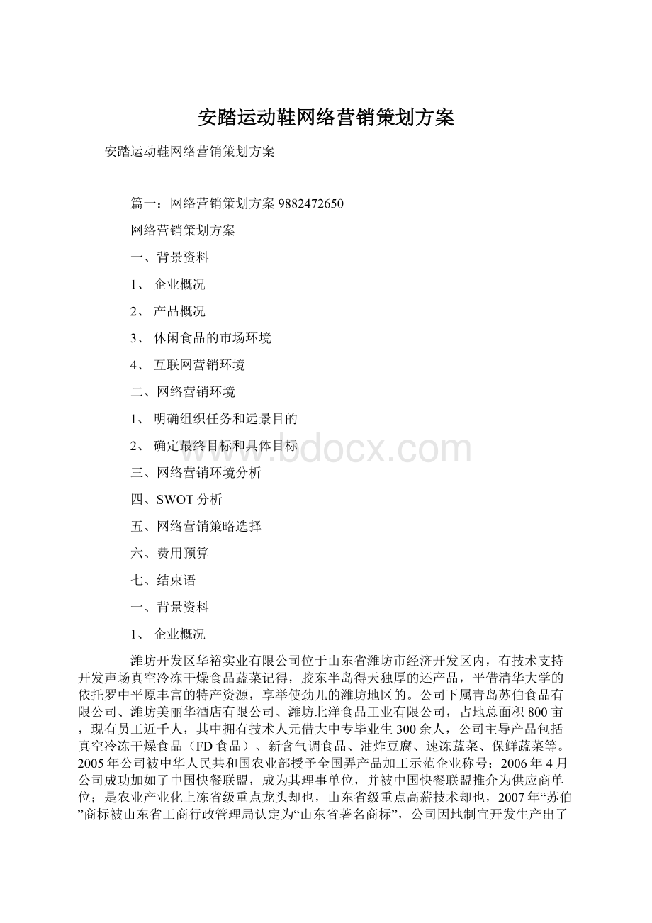 安踏运动鞋网络营销策划方案.docx_第1页